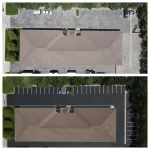 Aerial view of seal coating parking lot