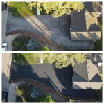 Aerial view of seal coating driveway